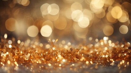 Golden holiday abstract glitter background with blinking stars
