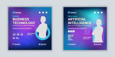 Digital marketing artificial intteligence social media business template gradient mesh background