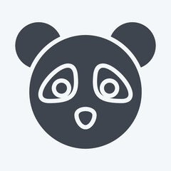 Icon Panda. related to Animal Head symbol. glyph style. simple design editable. simple illustration. cute. education