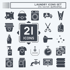 Icon Set Laundry. related to Laundry symbol. glyph style. simple design editable. simple illustration, good for prints