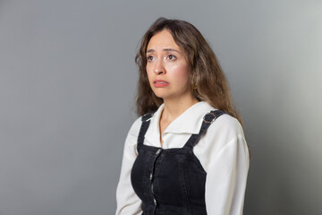 Young Woman with Distressed and Worried Look, Distressed Expression, Anxious and Worried Young...