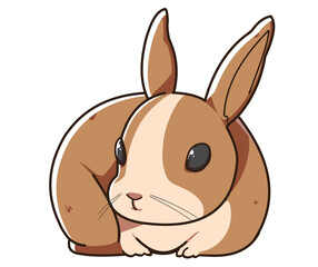 丸まっている茶色のうさぎ