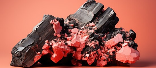 Modified igneous andesite in hydrothermal alteration zone displaying quartz chlorite and pyrite against a pink backdrop Indonesian geological survey