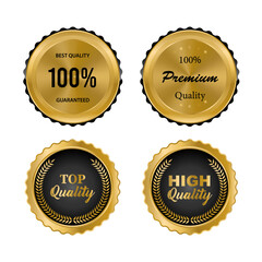 Luxury gold badges and labels premium quality product.