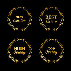 Luxury gold badges and labels premium quality product.