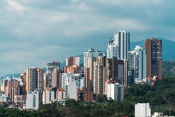 Bucaramanga, Santander, Colombia. February 20, 2023: panoramic landscape of the city of bucaramanga and blue sky.