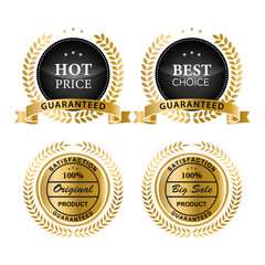 Luxury gold badges and labels premium quality product.