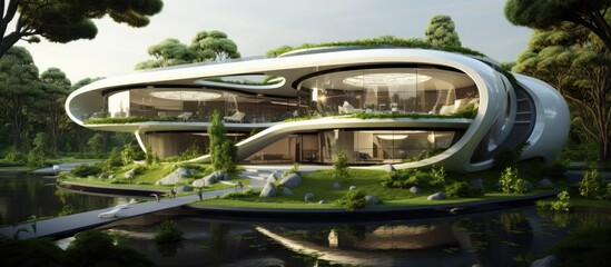 Obraz premium Futuristic house with gardens