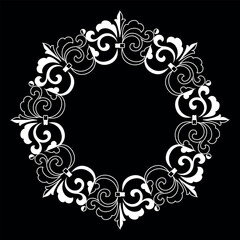 Decorative frame Elegant vector element for design in Eastern style, place for text. Floral black and white border. Lace illustration for invitations and greeting cards