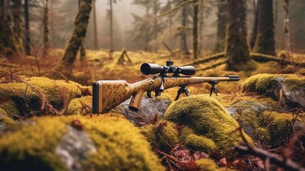 hunter shooting rifle