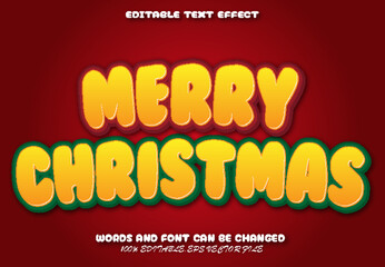 Merry Christmas Editable Text Effect Cartoon Style
