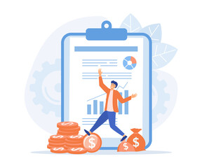 Active income, certain activity using your knowledge and skills, getting paid for work. Works, earns salary. flat vector modern illustration