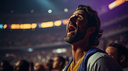 Sports fan shouting in excitement created with ai
