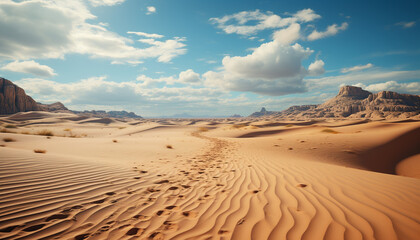 Fototapeta na wymiar Majestic sand dunes ripple in Africa arid beauty generated by AI