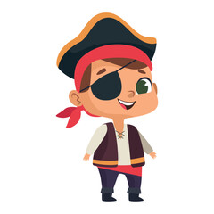 halloween kid disguised in pirate
