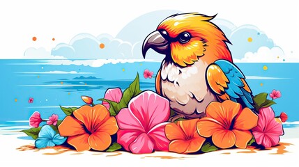 birds and flowers