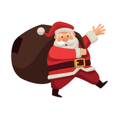 santa claus with gifts bag
