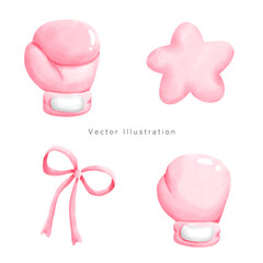 Pink October gnome, Watercolor Illustration, Vector illustration