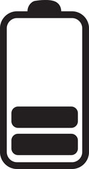 vertical battery level indicator in percentage. Battery indicator symbol. low black Battery level icon isolated on transparent background.