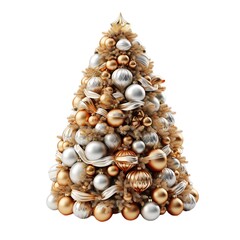 gold christmas tree isolated on white