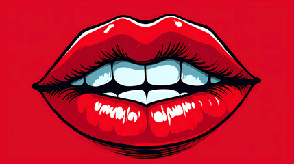 Hand drawn cartoon red lips illustration
