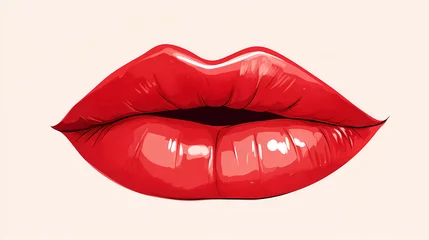 Fotobehang Hand drawn cartoon red lips illustration  © 俊后生