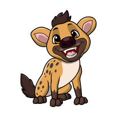 Cute hyena cartoon on white background