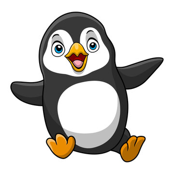 Cute penguin cartoon on white background