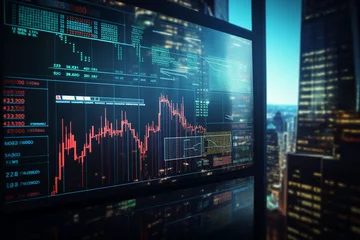 Fotobehang digital display of investment stock growth © Salawati