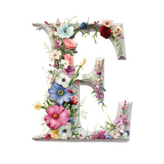 floral font letter E