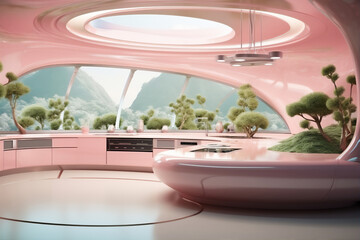 Luxury Futuristic interior Kitchen room with theme
