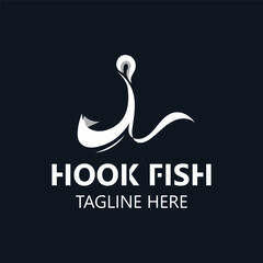 Hook Fishing logo simple and modern vintage rustic vector design style template illustration