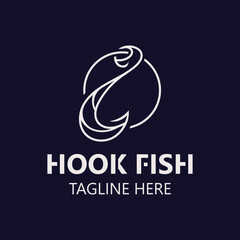 Hook Fishing logo simple and modern vintage rustic vector design style template illustration