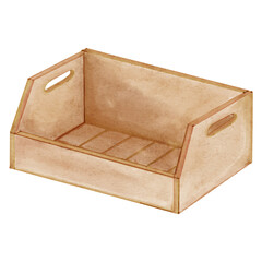 Watercolor Wooden Box Storage Illustration