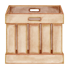 Watercolor Wooden Box Storage Illustration