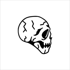 vector illustration of cracked skull