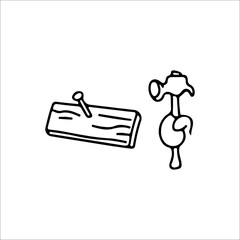 vector illustration of wooden plank and hammer