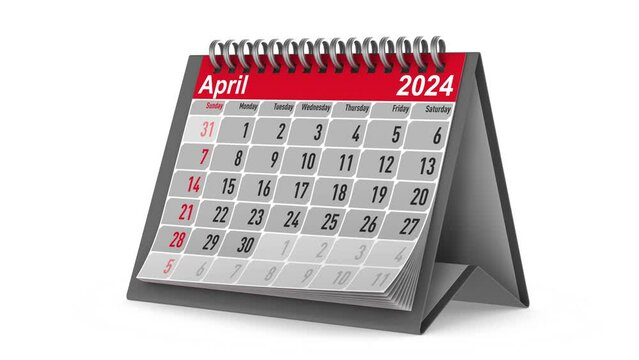 Calendar for 2024 year on white background. Isolated 3D render