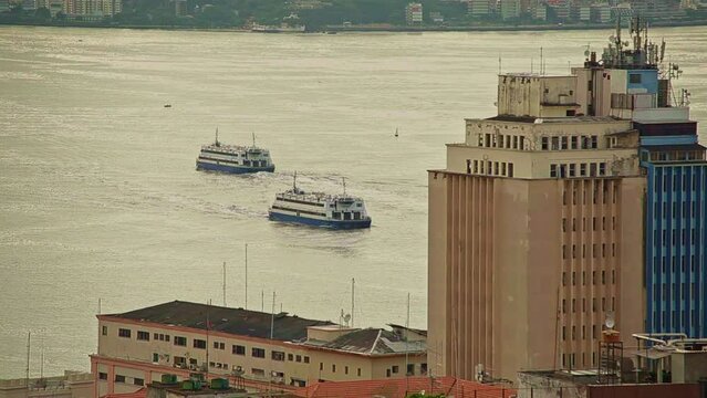 View of the Guanabara bay and the ferryboat,  Rio de Janeiro to - Niteroi