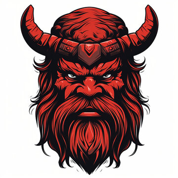 Red Viking head illustration isolated on white