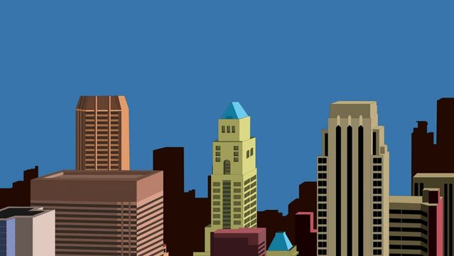 City landscape animation background