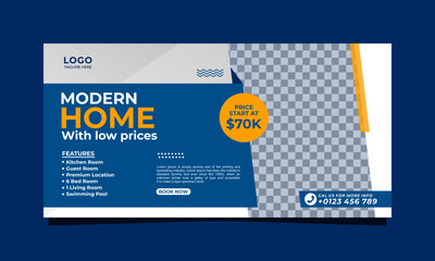 Modern home property banner social media template design