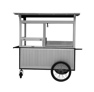 Gerobak aluminium or 3D template aluminum cart design for selling street food, gorengan, fried snack and franchise, isolated white background