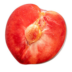 Fresh Red Plums Peach isolated on white background, Red Plums fruits on white PNG file.
