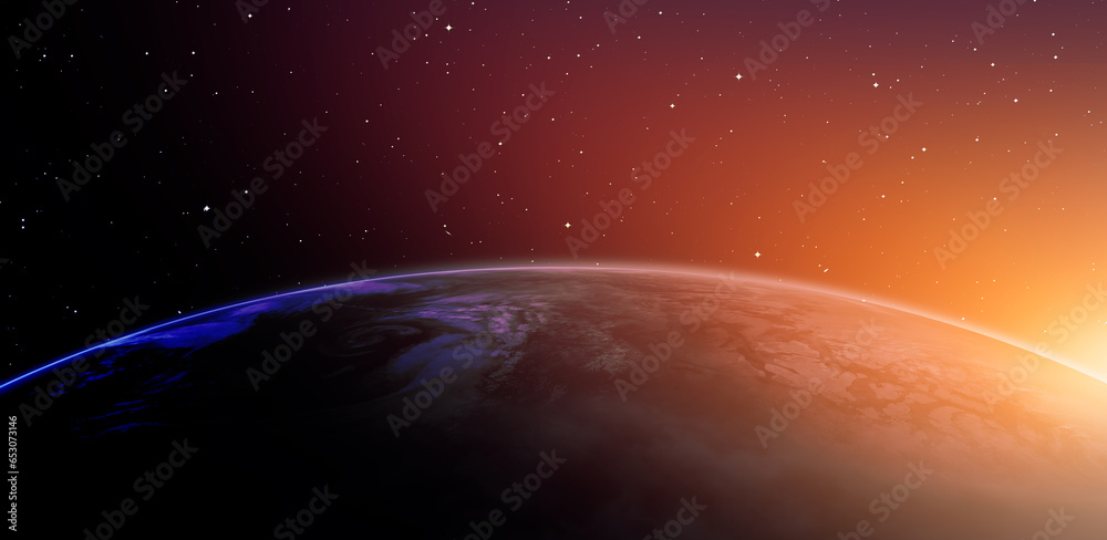 Aufkleber planet earth with a spectacular sunset 