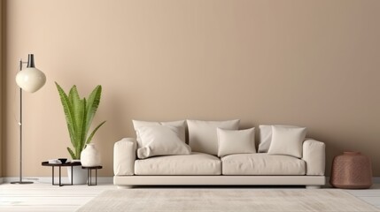 natural contemporary living room mockup template room ideas cosy comfort sofa with blank space wall backdrop cosy interior decorating house beautiful background