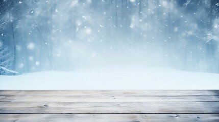 snow background light floor cold empty blue wooden space white table
