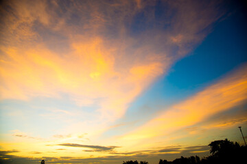 Fototapeta na wymiar Beautiful orange evening sky