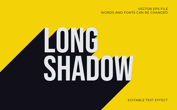 Editable Long Shadow EPS Vector Text Effect. This design utilizes long shadow techniques to create a visually striking and modern appearance for text in vector. The shadows add depth and dimension.