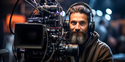 Obraz premium Framing Perfection: Camera Operator in Action.